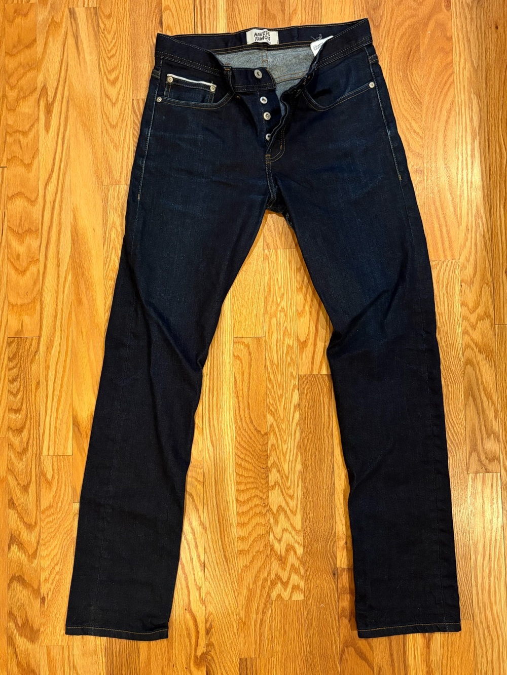 Naked & Famous Denim Nightshade Stretch Selvedge Slim Straight Jeans Dark Blue